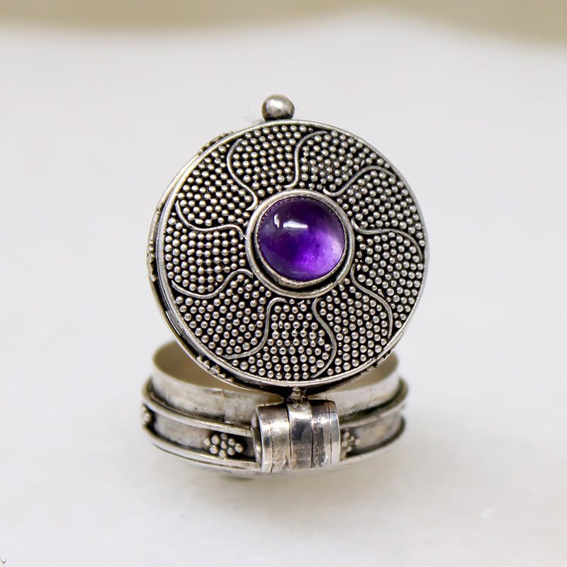 Sterling & Amethyst Locket in the Balinese Style