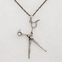 Silver Scissors Charm on Vintage Rope Chain