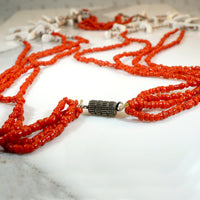 White Birds on Red Glass Bead Fetish Necklace