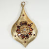 Onion Bulb Ornament 14k Gold Locket with Garnet Flower