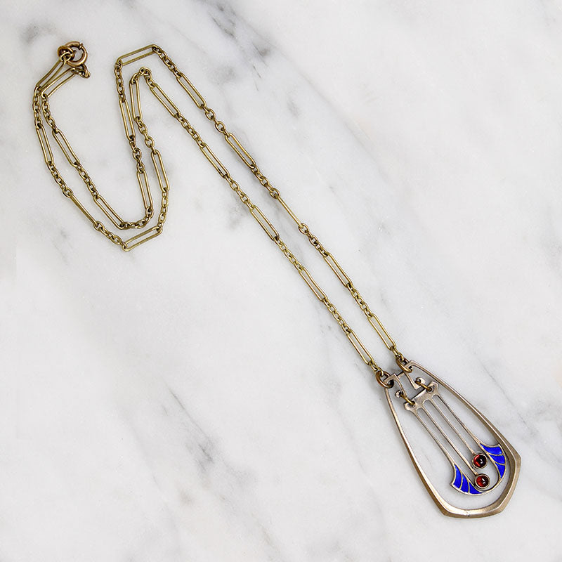 Jugendstil Garnet & Enamel Necklace