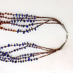 Gorgeous Lapis & Amber Tab Necklace with Heishi Beads