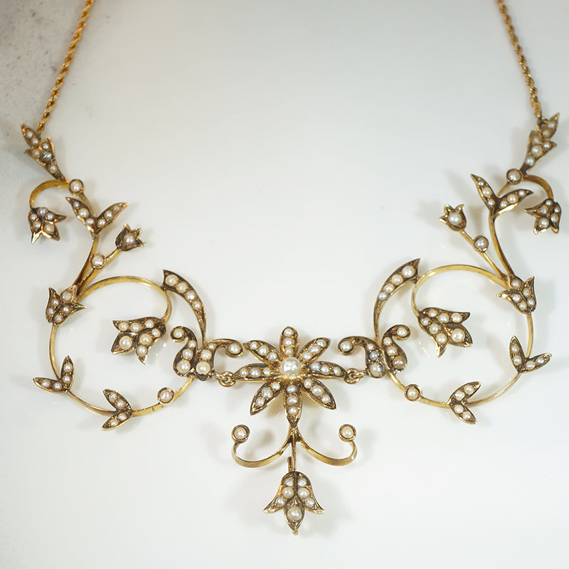 Gold & Pearl Edwardian Garland Necklace