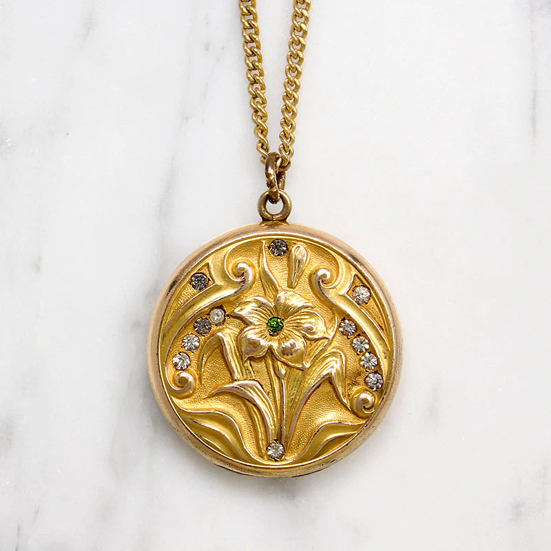 Exuberant CQ&R Art Nouveau Lily Locket 