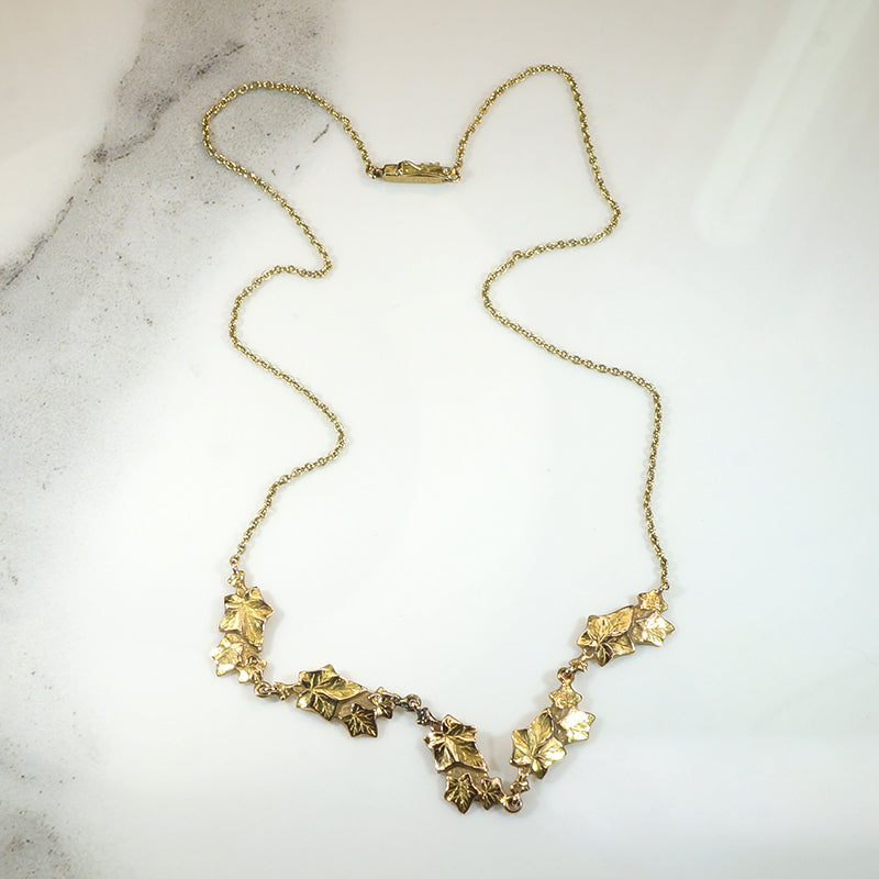 Edwardian English Ivy Necklace in 14k Gold