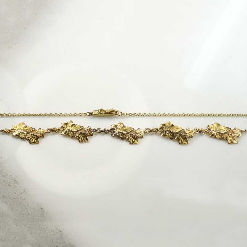 Edwardian English Ivy Necklace in 14k Gold