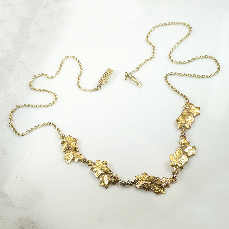 Edwardian English Ivy Necklace in 14k Gold