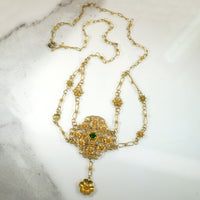 Green Garnet & 22k Gold Faerie Festoon Necklace