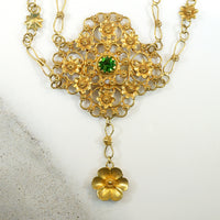 Green Garnet & 22k Gold Faerie Festoon Necklace