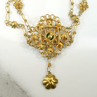 Green Garnet & 22k Gold Faerie Festoon Necklace