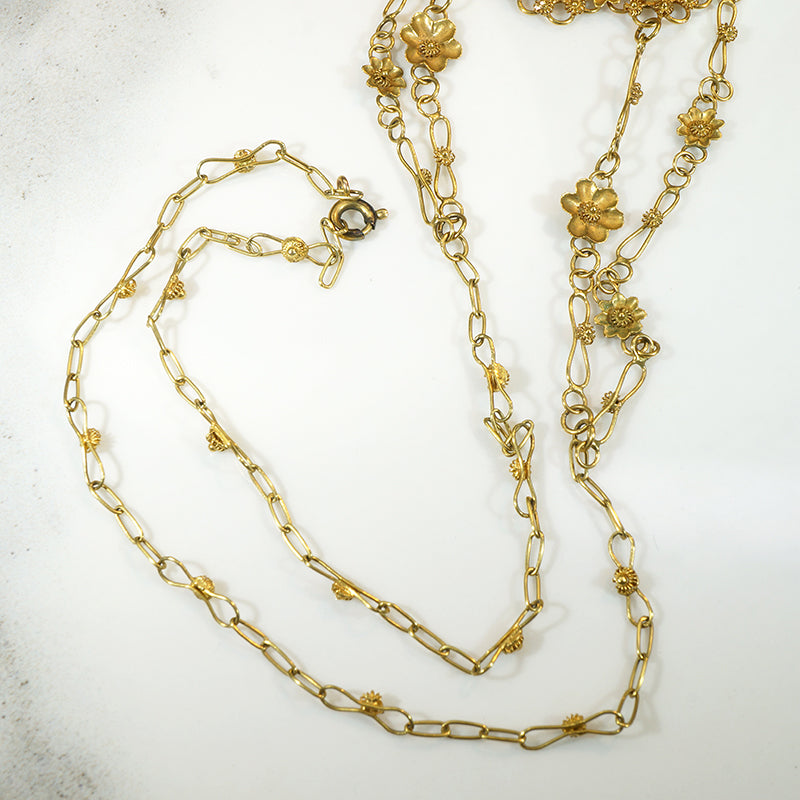 Green Garnet & 22k Gold Faerie Festoon Necklace
