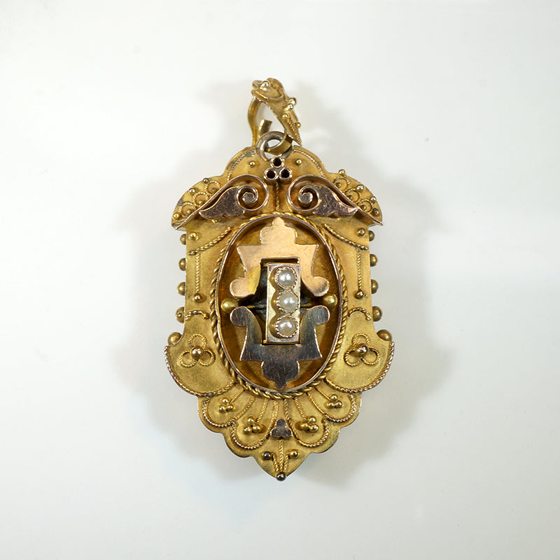 Victorian Gold & Pearl Pendant with Receiving Locket