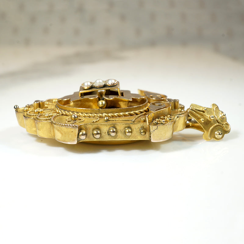 Victorian Gold & Pearl Pendant with Receiving Locket
