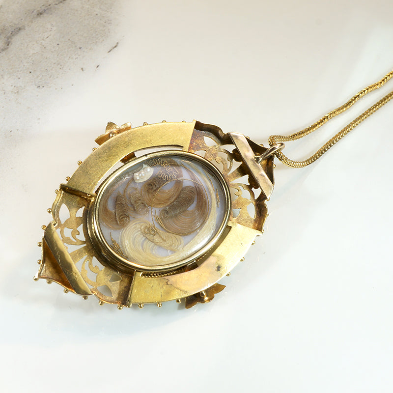 Fabulous 18k Egyptian Revival Locket with Hair Work