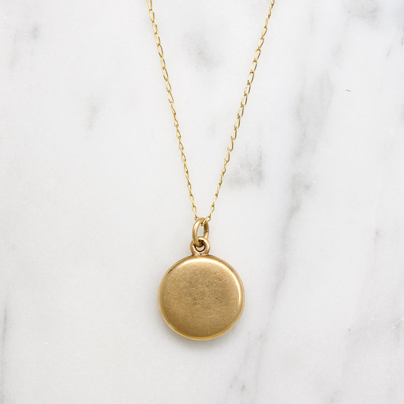 Perfect Little Antique 14k Gold Round Locket