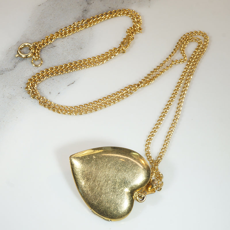Engraved Gold Filled Heart Locket with Cameo