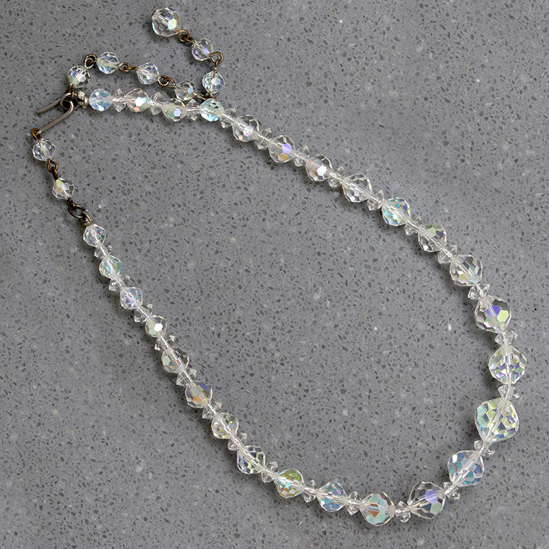 Icy Elegance AB Finish Clear Glass Bead Necklace