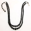 Two Strand Graduated Black Glass Beads with Rhinestones