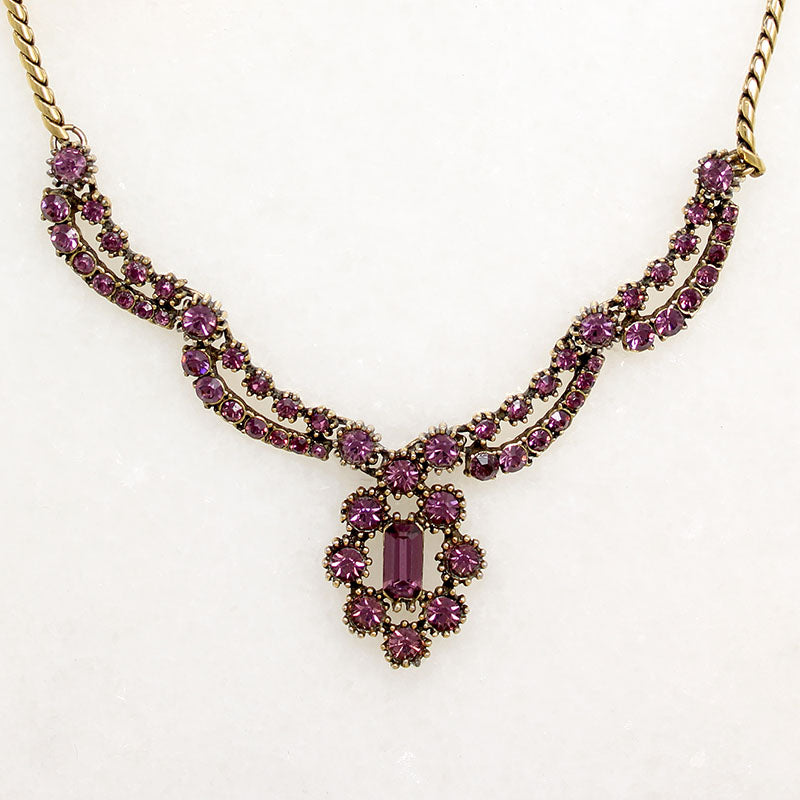 Sassy Purple Rhinestone Costume Necklace