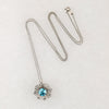 Natural Blue Zircon n Diamond-Set White Gold Pendant