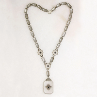 Outstanding Camphor Glass & Diamond Filigree Necklace