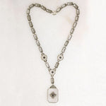 Outstanding Camphor Glass & Diamond Filigree Necklace