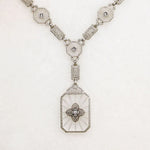 Outstanding Camphor Glass & Diamond Filigree Necklace