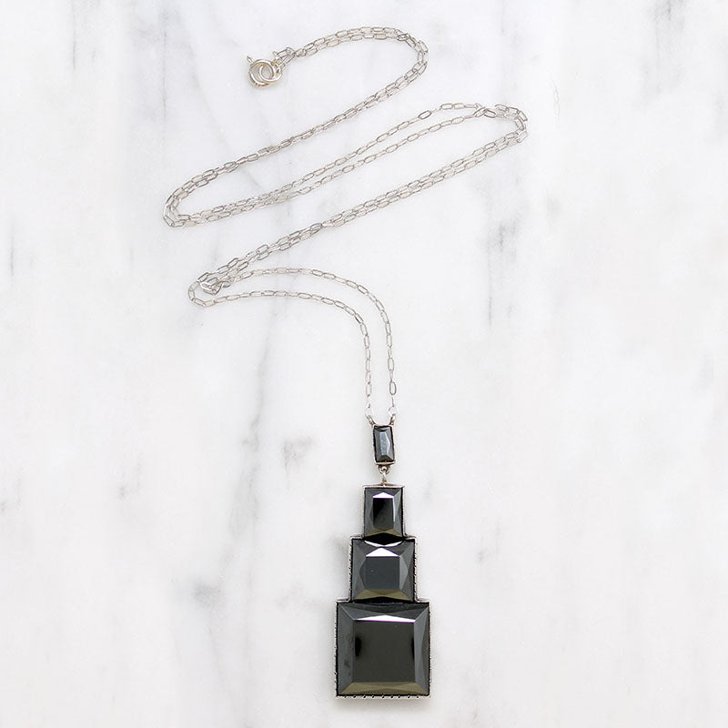 French Art Deco Marcasite Necklace by Lespous