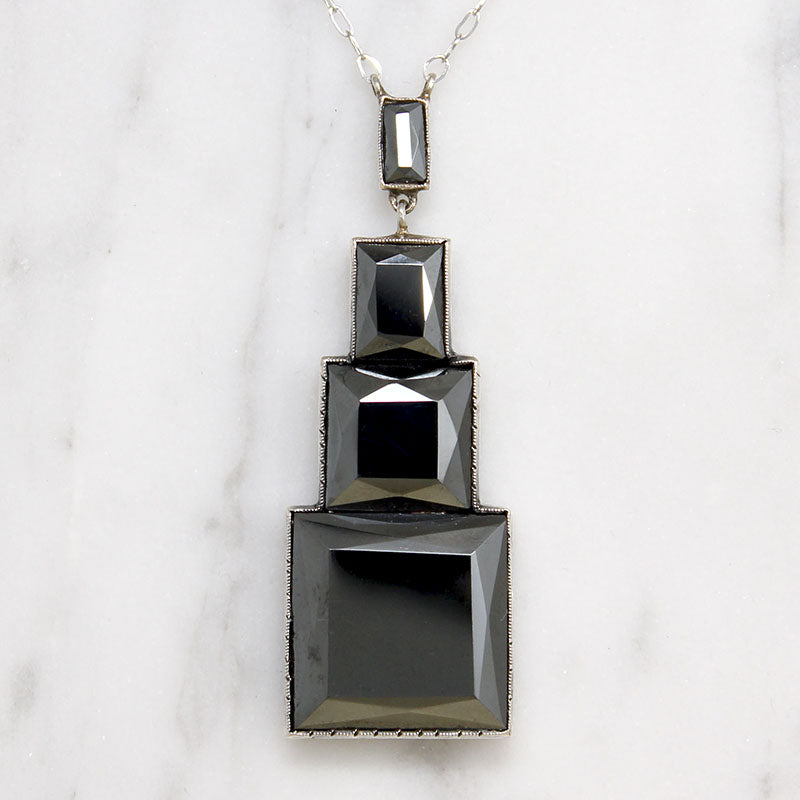 French Art Deco Marcasite Necklace by Lespous