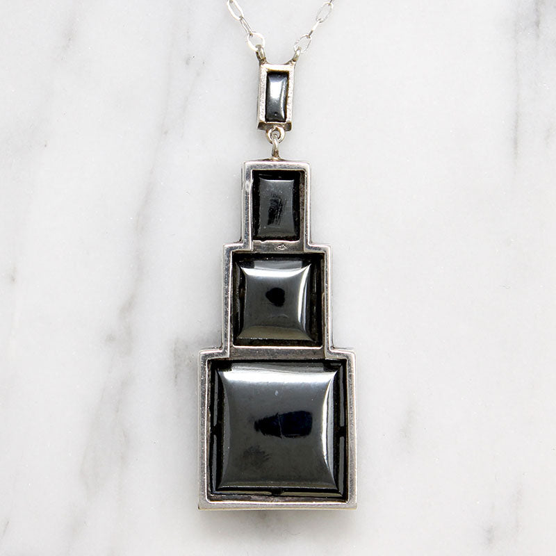 French Art Deco Marcasite Necklace by Lespous