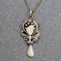 Old Mine Cut Diamonds & Pearls Dreamy Belle Epoch Necklace