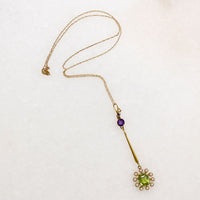 Suffragette Pendant Amethyst Peridot & Pearls