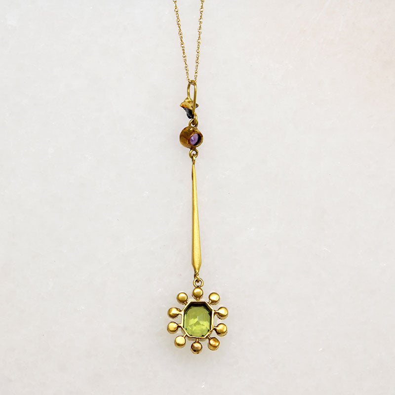 Suffragette Pendant Amethyst Peridot & Pearls