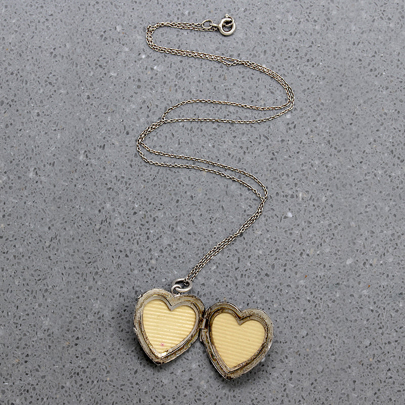 Deco Era Sterling Silver Heart Locket