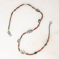 Moroccan Silver & Coral Bead Necklace