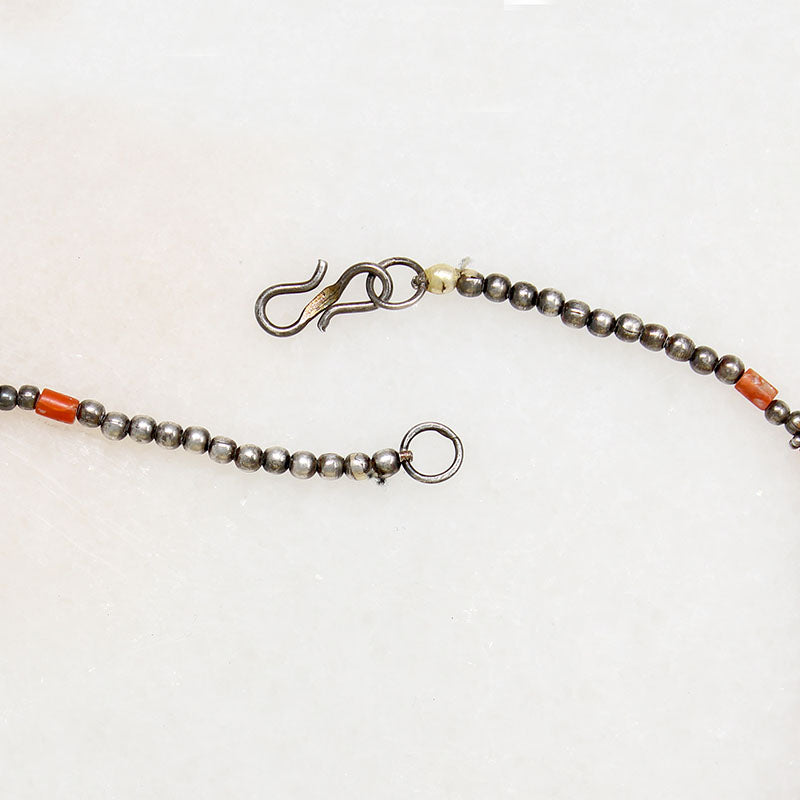 Moroccan Silver & Coral Bead Necklace