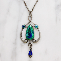 Alluring English Enameled Silver Arts & Crafts Necklace