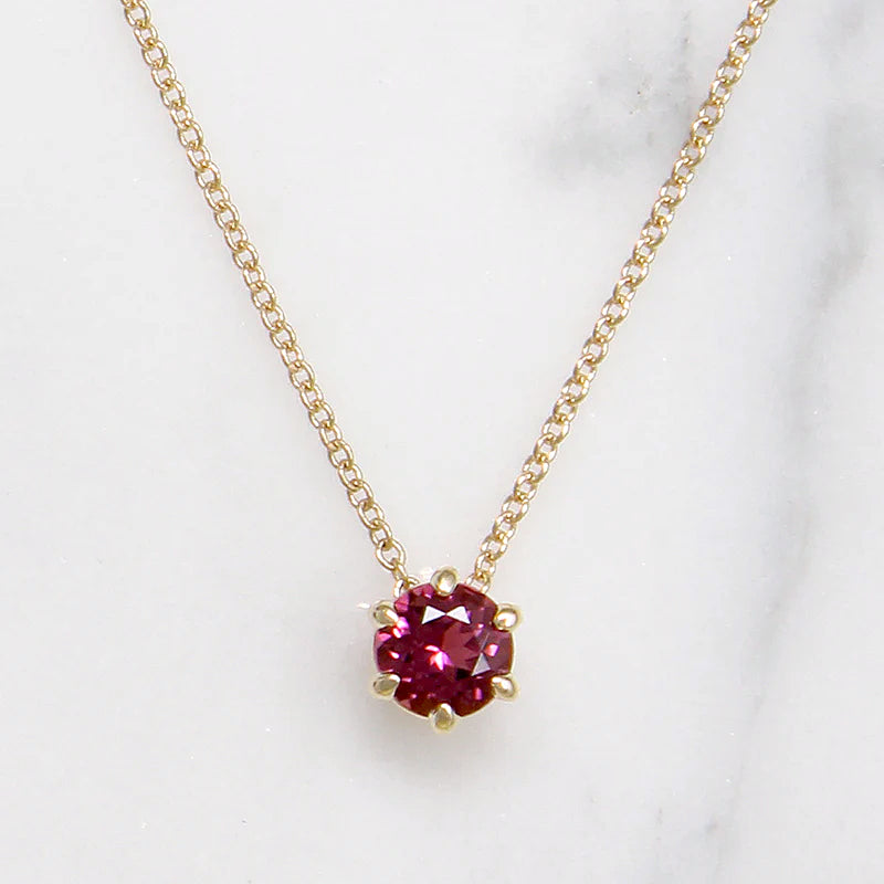 Seductive Pink Tourmaline Solitaire Necklace by 720