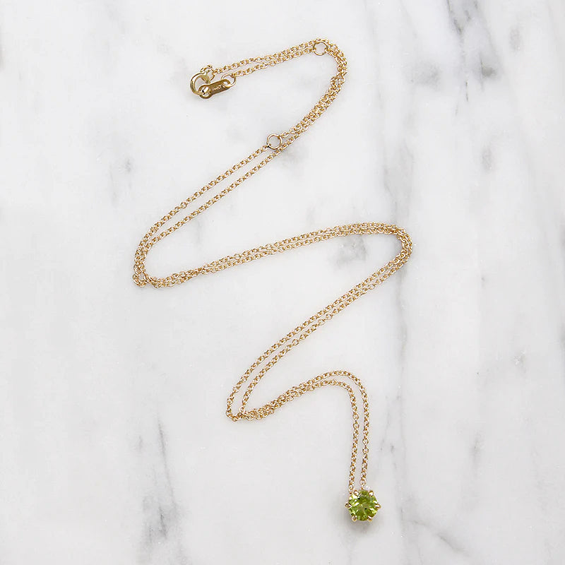 Summery Peridot & Gold Solitaire Necklace by 720