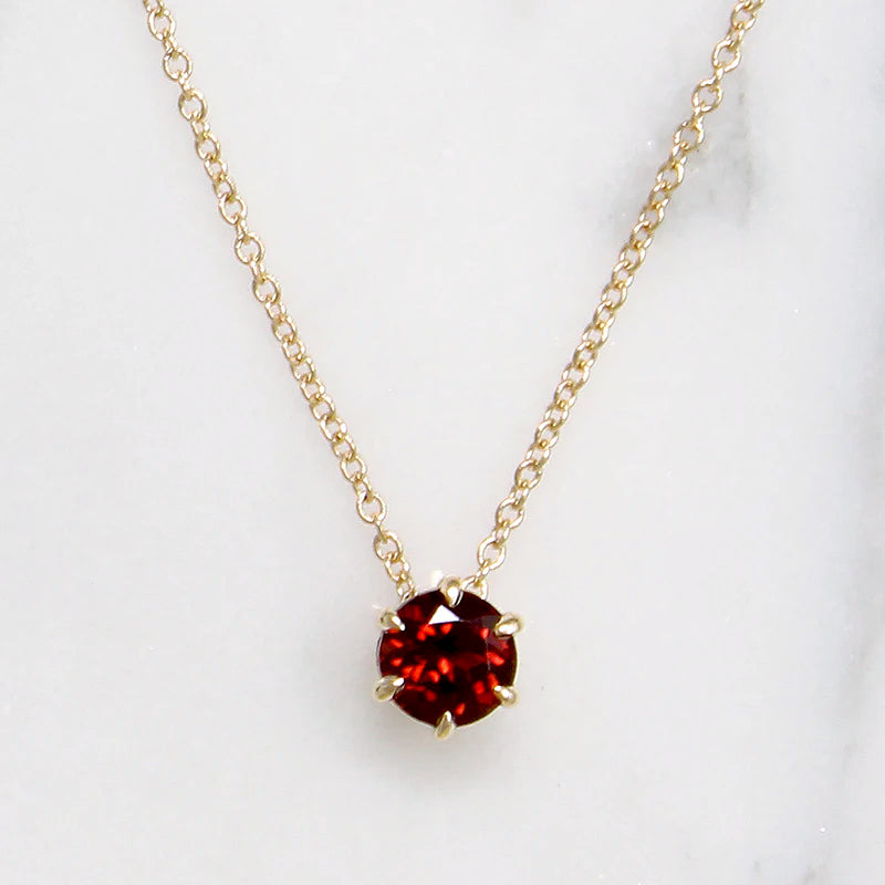 Wine-Dark Garnet & Gold Solitaire Pendant by 720