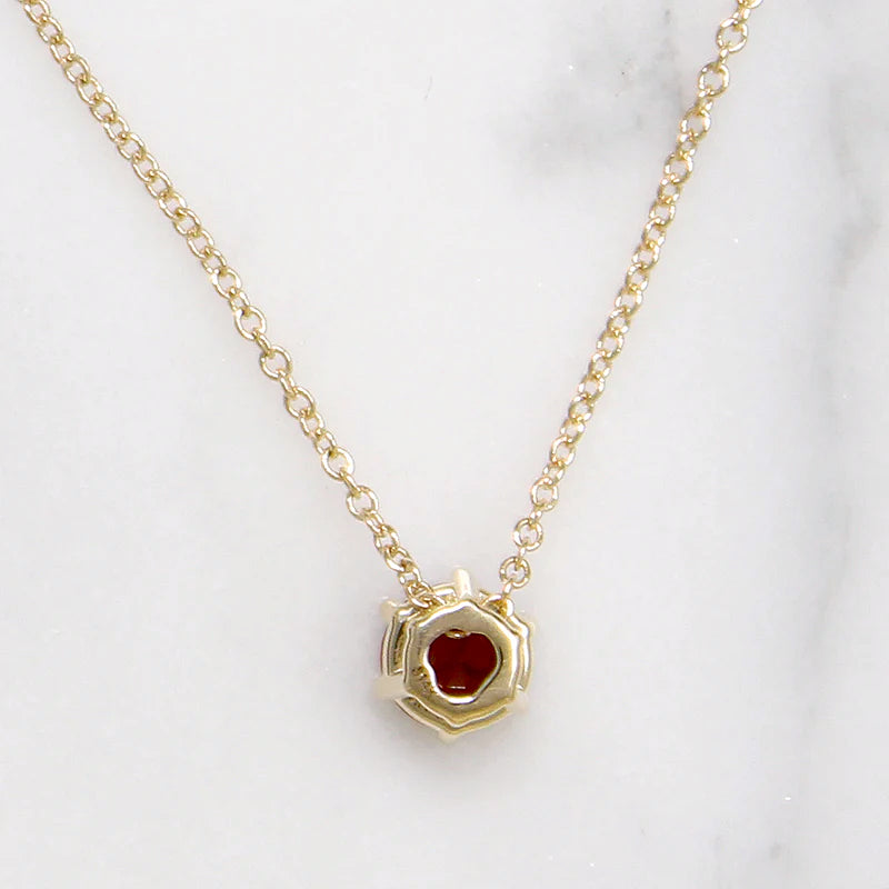 Wine-Dark Garnet & Gold Solitaire Pendant by 720