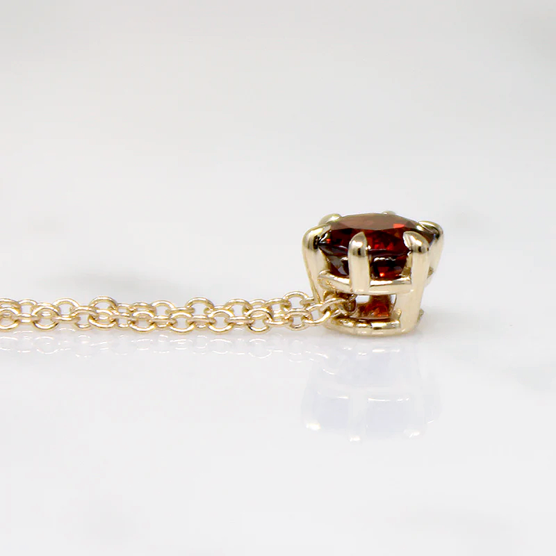 Wine-Dark Garnet & Gold Solitaire Pendant by 720