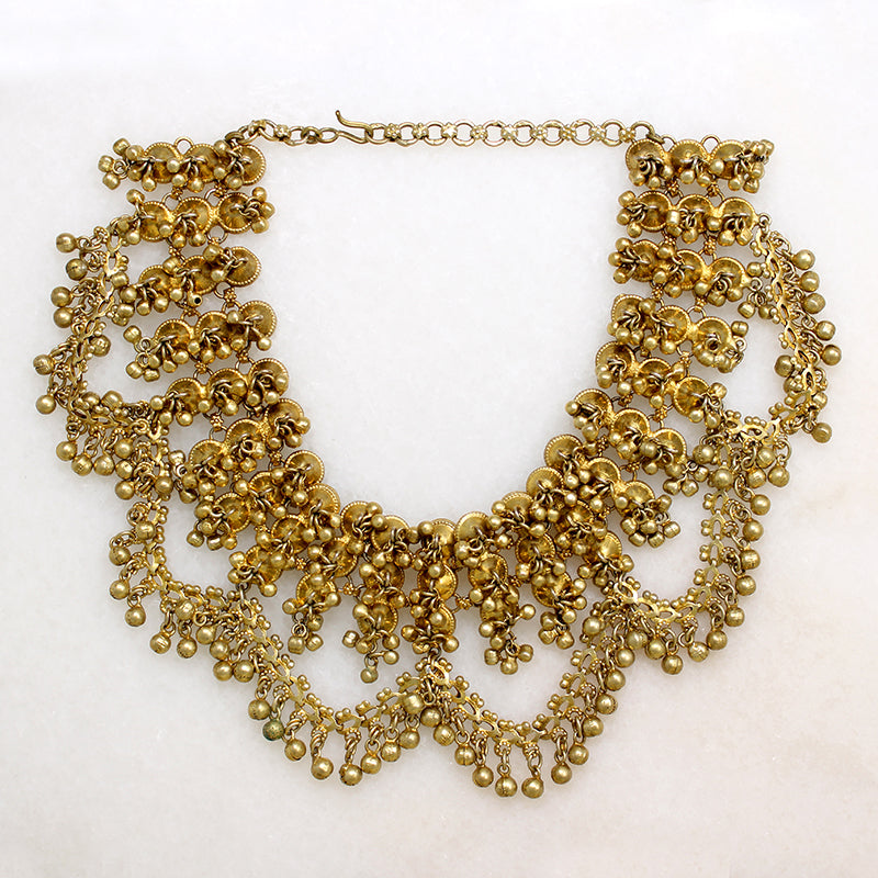 Indian Silver Gilt Festoon Necklace with Bells