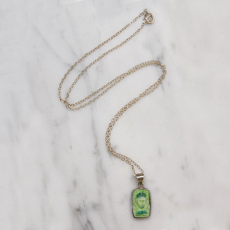 Czech Glass Pharaoh in Sterling Silver Necklace