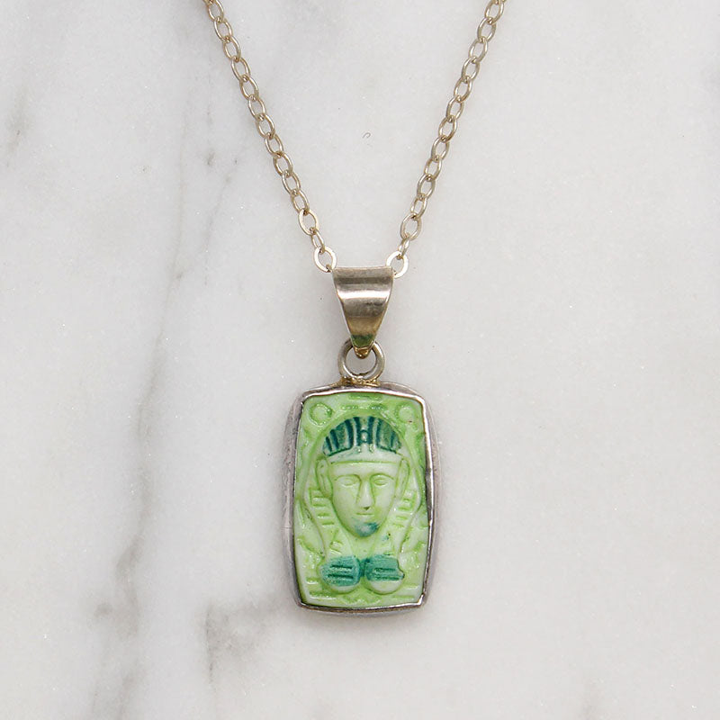 Czech Glass Pharaoh in Sterling Silver Necklace