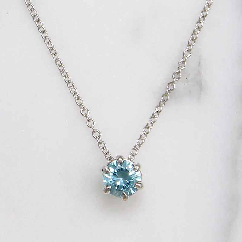 Dazzling Natural Blue Zircon Solitaire Necklace by 720