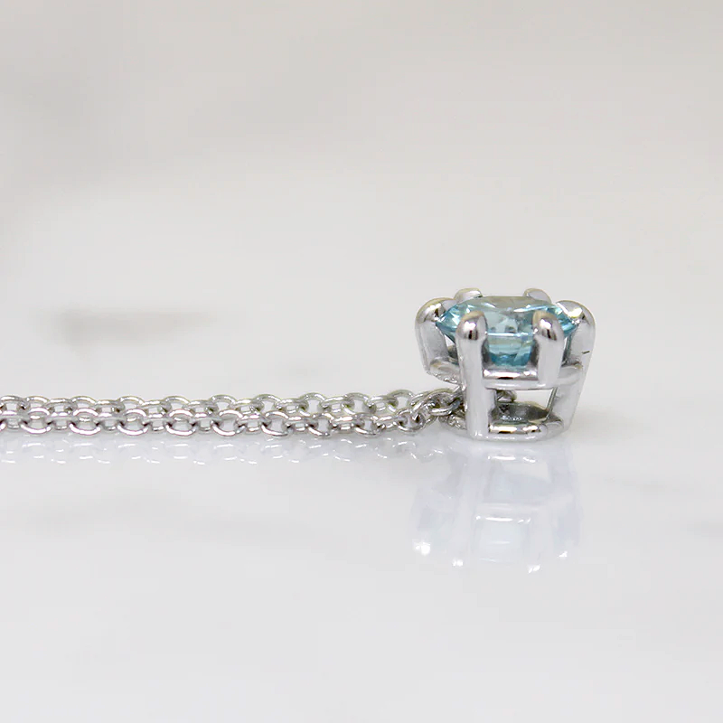 Dazzling Natural Blue Zircon Solitaire Necklace by 720