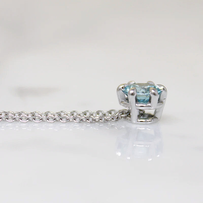 Dazzling Natural Blue Zircon Solitaire Necklace by 720