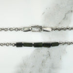 Sterling Silver Cable Chain with Black Tourmaline Beads