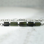 Sterling Silver Cable Chain with Black Tourmaline Beads